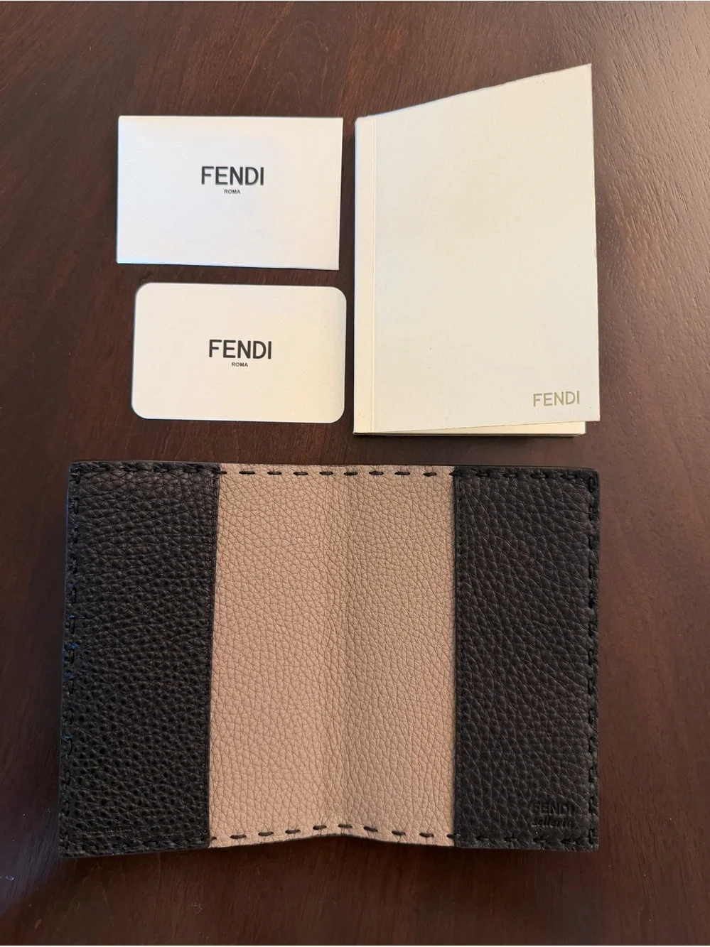 Fendi Men's Black Leather Passport Holder with notebook and box/dustbag